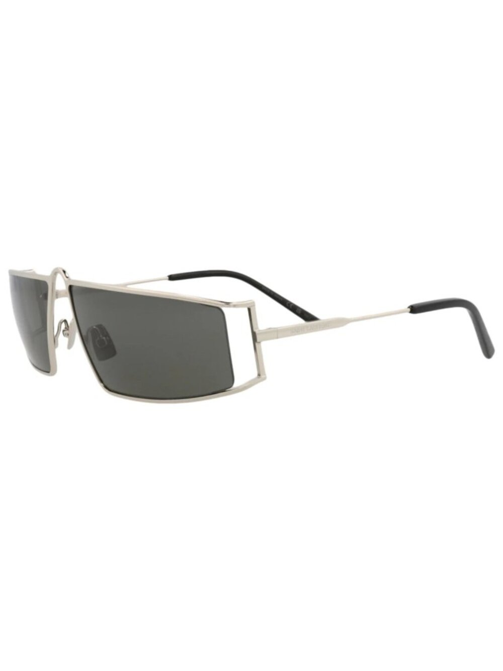 New Saint Laurent Women's Sunglasses Square Rectangle Metal Frame Silver Silver